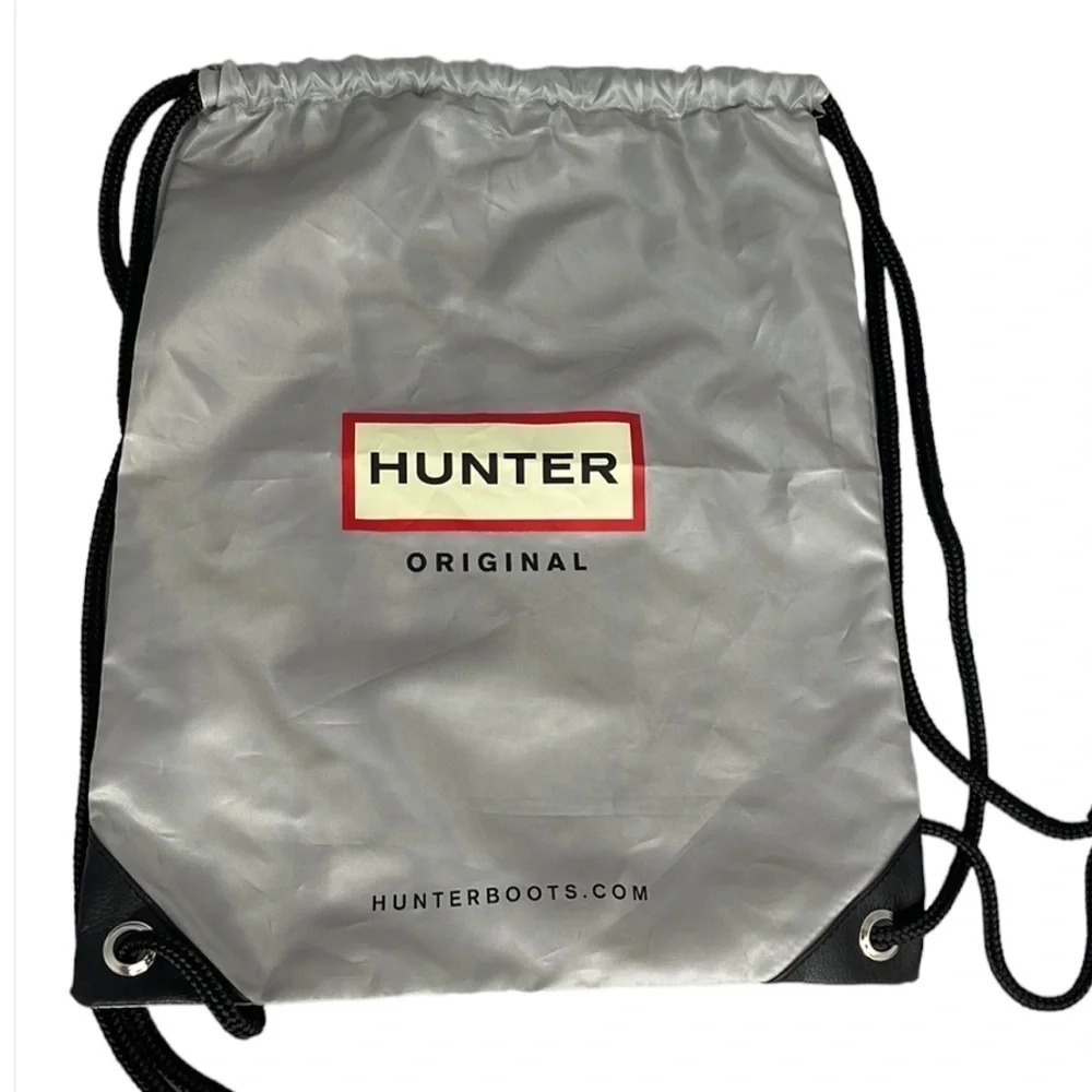 HUNTER Boots Logo Carryall Bag Dustbag Grey Drawstring Backpack Nylon